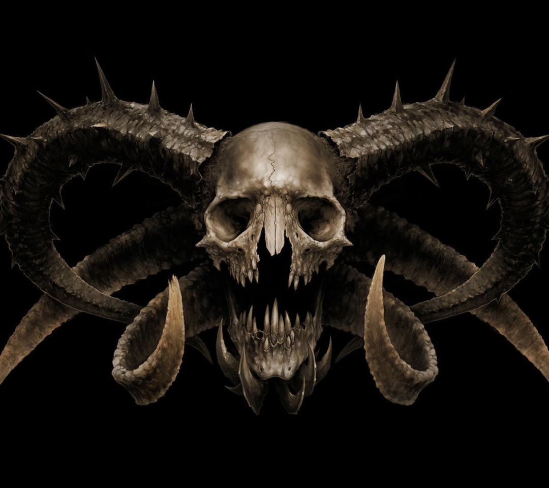 страх, череп, рога, дьявол, ужас, сатана, by Blaz Porenta, Satans skull. 