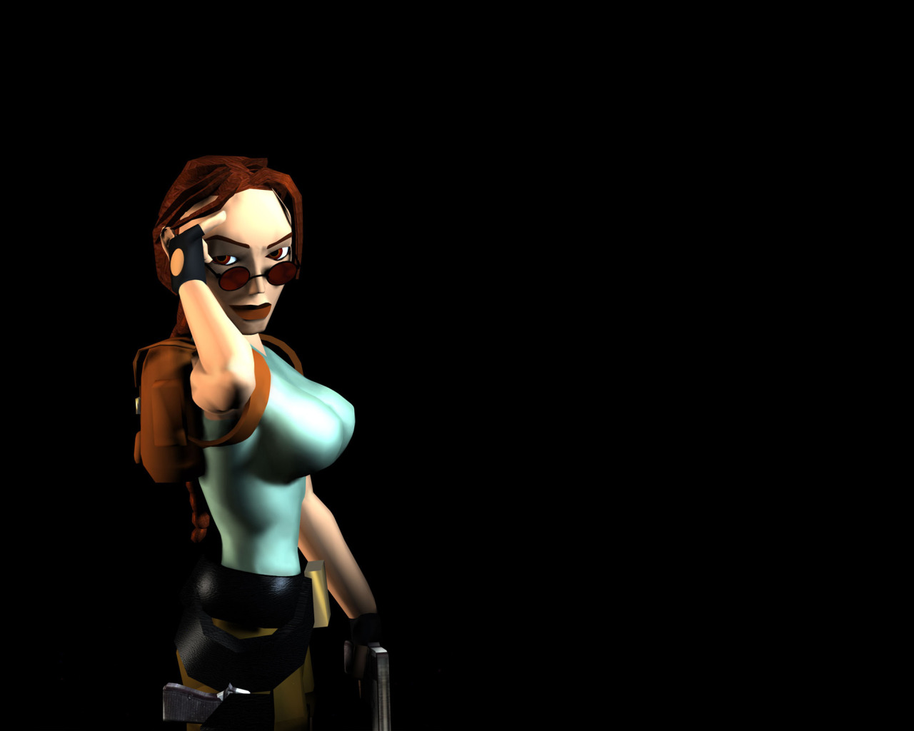 грудь, взгляд, девушка, оружие, пистолеты, очки, Tomb Raider, Лара Крофт, р...