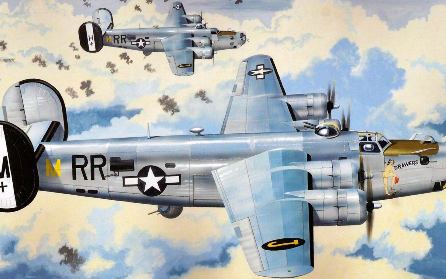 Скачать обои рисунок, арт, ВВС США, Liberator, B-24, Consolidated, раздел а...