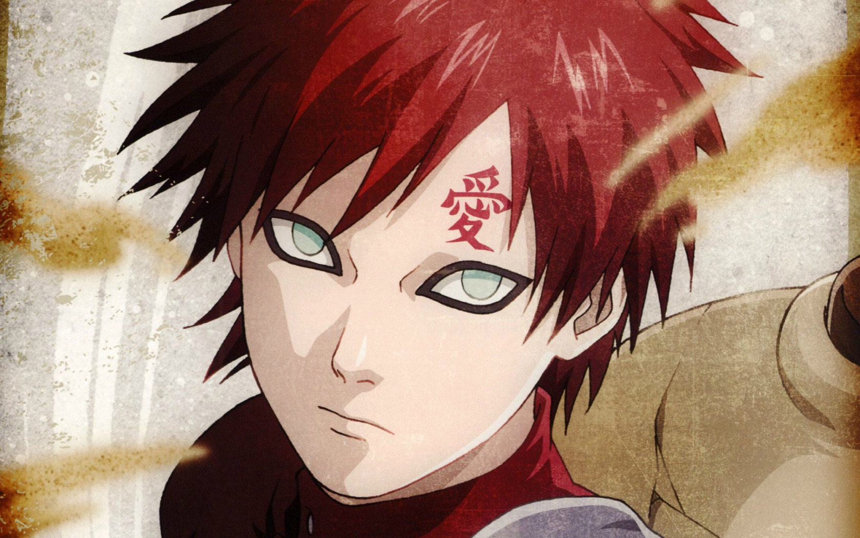 песок, глаза, взгляд, лицо, татуировка, ниндзя, ninja, красные волосы, Naru...
