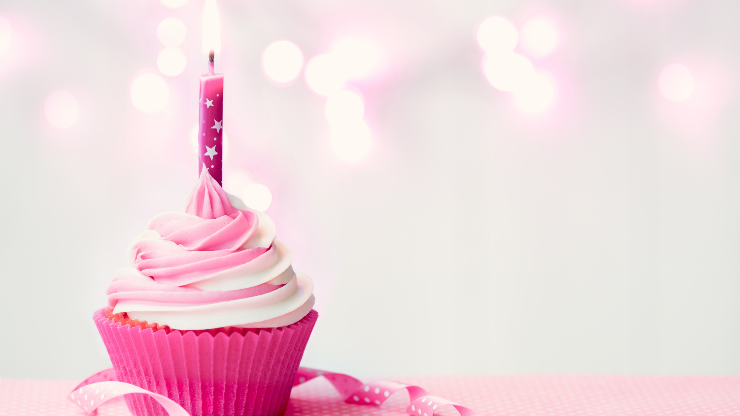 Обои для рабочего стола. день рождения, свеча, крем, Happy Birthday, pink, ...