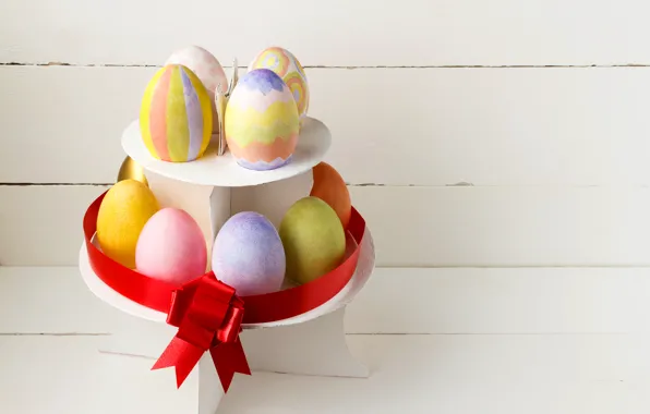 Картинка яйца, пасха, бант, разноцветные, eggs, bow, easter holidays