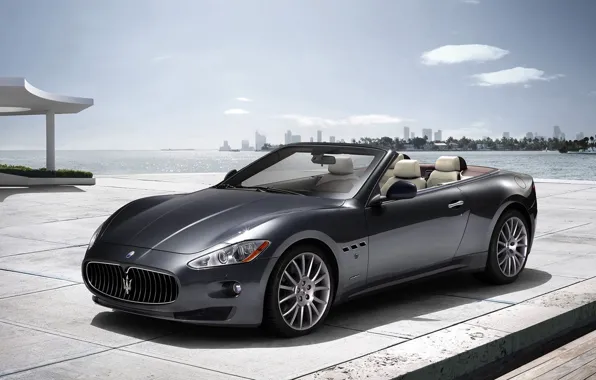 Картинка море, Maserati, кабриолет