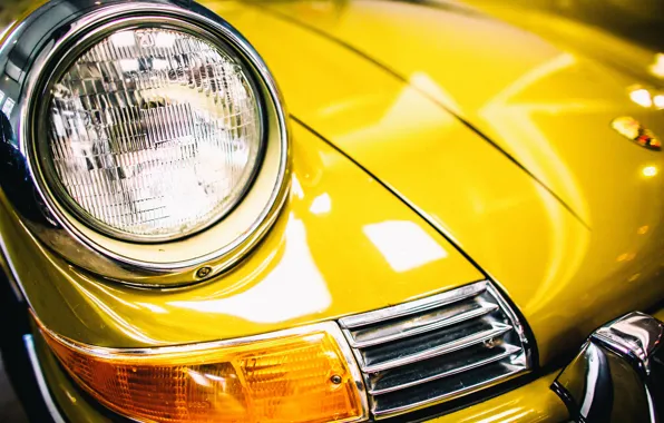 Картинка желтый, Porsche, передок, 911T