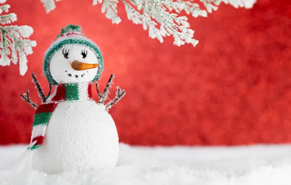 Картинка зима, снег, Новый Год, Рождество, снеговик, Christmas, winter, snow, Xmas, decoration, Merry