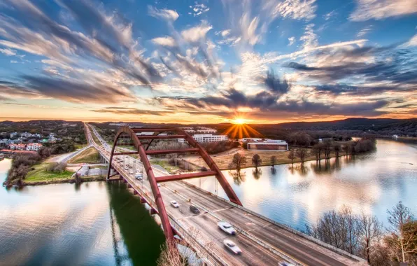 Картинка city, город, USA, Austin, Texas, Pennybacker_bridge, Loop360_bridge