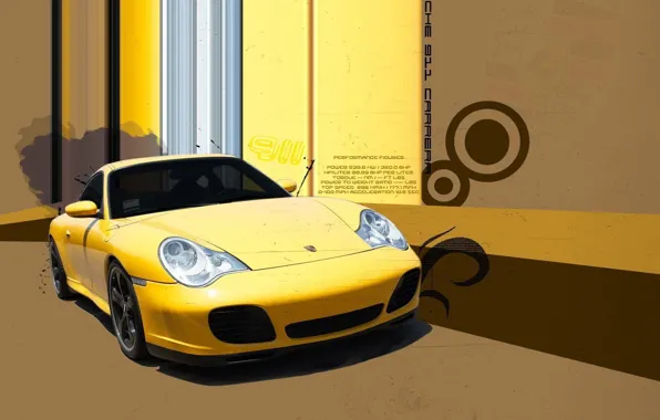 Картинка желтый, обработка, Porsche