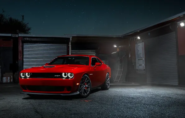 Картинка Muscle, Dodge, Challenger, Red, Car, Front, Hellcat, SRT