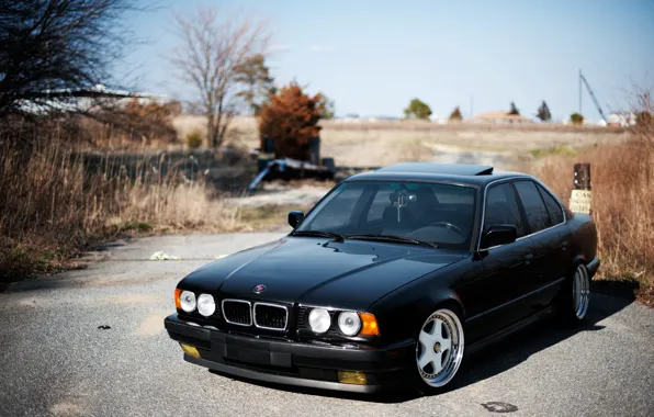 Картинка BMW, черная, black, tuning, E34, 525