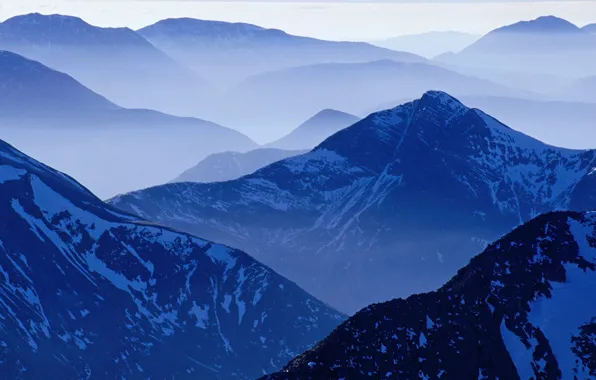 Картинка синий, туман, Горы