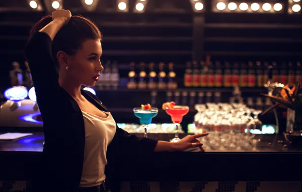 Картинка девушка, напитки, стойка, Ivan Gorokhov, BAR, в баре