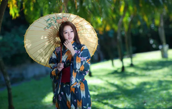 Картинка девушка, стиль, зонт, наряд, girl, азиатка, style, umbrella, Asian girl, outfit