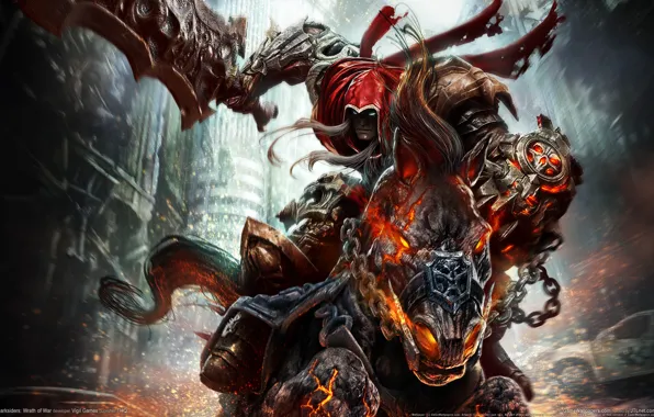 Картинка конь, меч, демон, Darksiders: Wrath of War, всадник