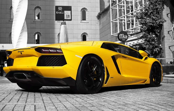 Картинка желтый, Lamborghini, ламборджини, yellow, Aventador, авентадор, LP 700