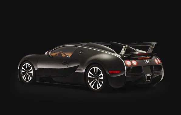Картинка черный, Veyron, bugatti, спойлер