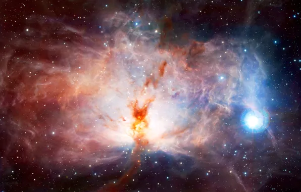 Картинка космос, туманность, красота, Flame nebula, ngc 2024, туманность пламени