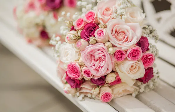 Картинка цветы, розы, букет, pink, flowers, bouquet, roses