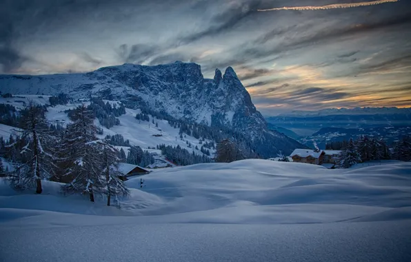 Картинка зима, снег, горы, Италия, Italy, Trentino-Alto Adige, Seiser Alm