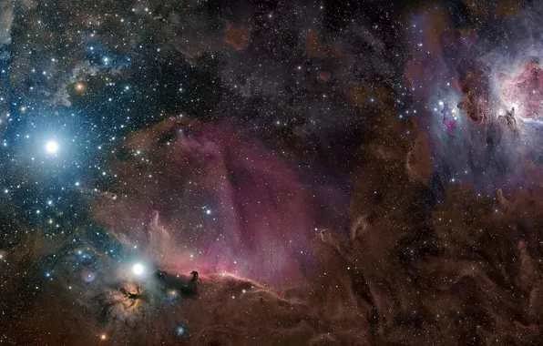 Картинка звезды, туманность, пыль, газ, созвездие, Орион, M42
