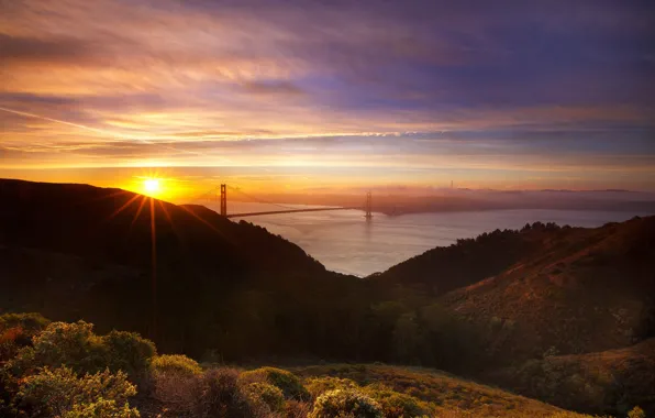 Картинка United States, California, sunrise, Marin, Hawk Hill