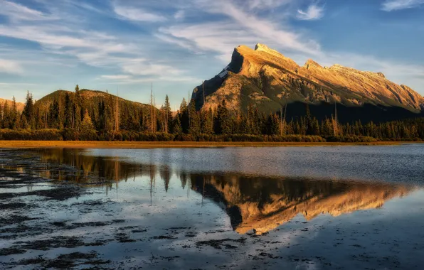 Картинка Alberta, Canada, Vermilion Lakes, Late Light