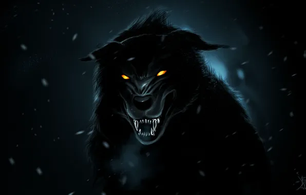 Картинка хищник, клыки, оскал, art, by TheRisingSoul, Black Wolf