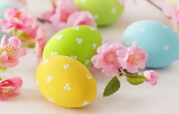 Картинка цветы, яйца, пасха, flowers, Easter, eggs, delicate, pastel