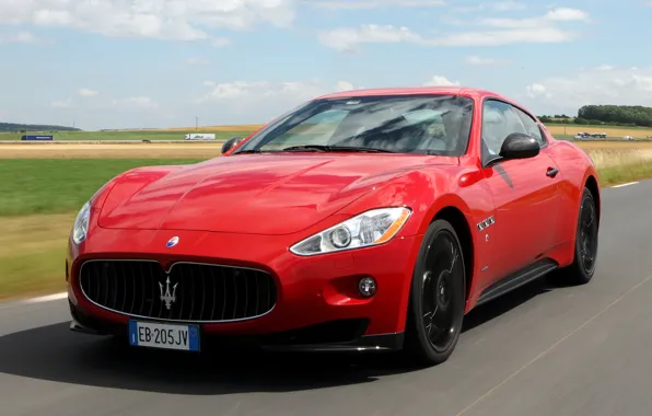 Картинка машина, красный, Maserati, передок, GranTurismo S, MC Sport Line