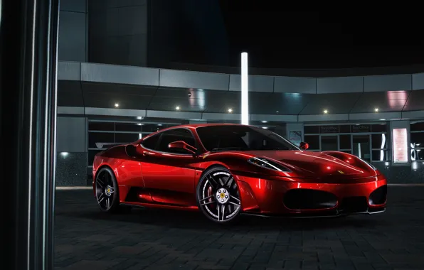 Картинка F430, Ferrari, Red, Front, Color, Supercar, Chrome