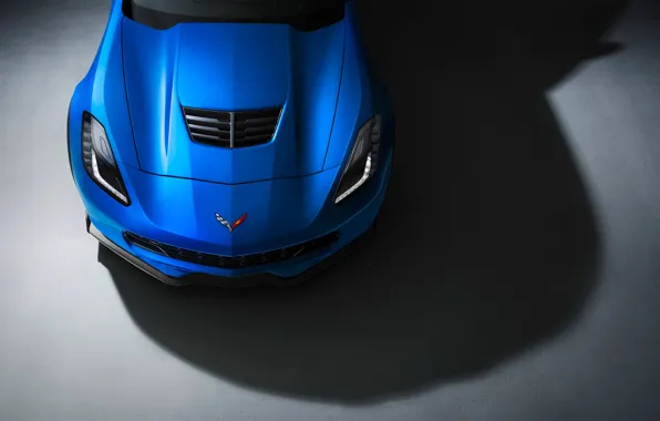 Картинка Z06, Corvette, Chevrolet, Muscle, Car, Blue, Front, Color, Studio, Ligth