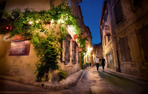 Картинка ночь, франция, France, Night, Street, Saint Remy de Provence