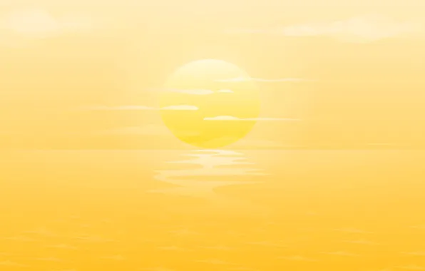 Картинка ocean, yellow, sunset, clouds
