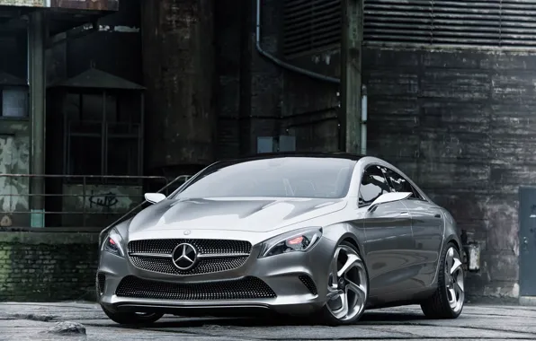 Картинка авто, серебро, купе, concept, концепт, 2012, седан, диски, mercedes-benz, мерседес, Mercedes CSC