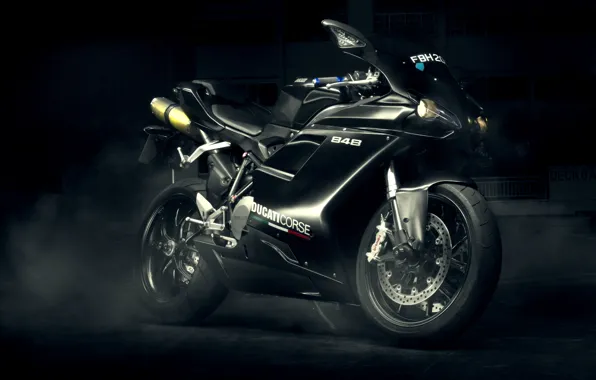 Картинка Ducati, black, Evo, спортивный мотоцикл, 848