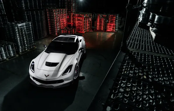 Картинка Corvette, Chevrolet, White, View, Stingray, Wheels, Top, B-Forged