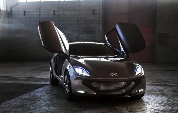 Картинка авто, Concept, свет, фары, Hyundai, передок, i-oniq