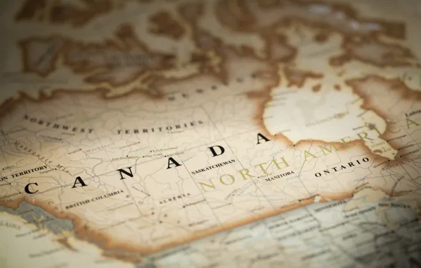 Обои Canada, paper, antique map