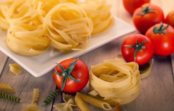 Картинка тарелка, помидоры, томаты, макароны
