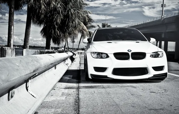 Картинка белый, мост, бмв, BMW, ограждение, white, E92