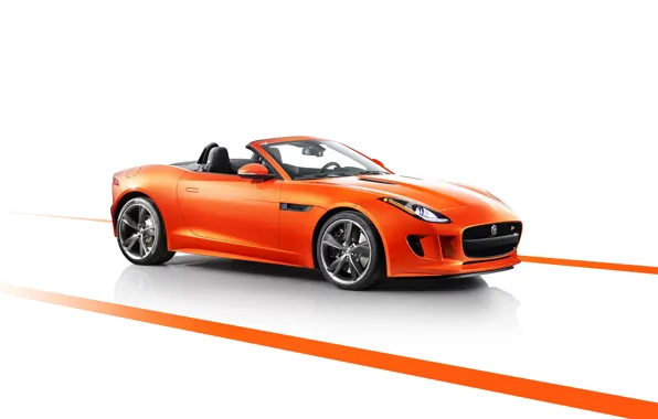 Картинка Jaguar, Машина, Кабриолет, Ягуар, Оранжевый, передок, F-type, Ftype