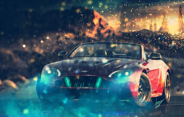 Картинка Aston Martin, астон мартин, red, V12, front, Vantage S Roadster, HansenART, by ilPoli