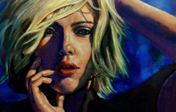 Картинка девушка, лицо, актриса, Scarlett Johansson, арт, красавица