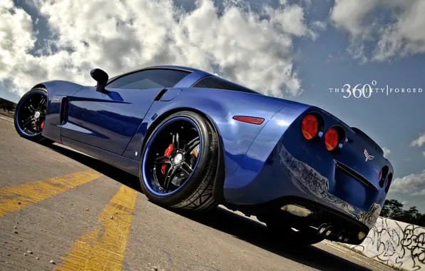 Картинка синий, Z06, Corvette, Chevrolet, шевроле, blue, корвет, 360 three sixty forged