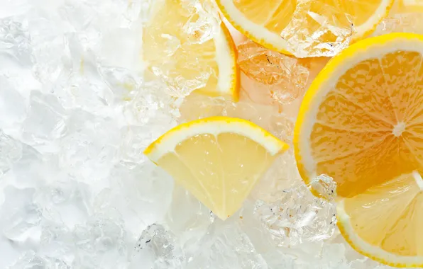 Картинка лед, лимон, апельсин, цитрус