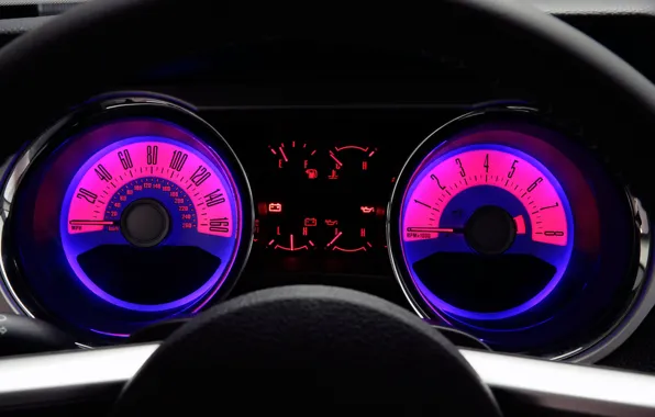 Картинка приборы, Скорость, Спидометр, Мустанг, Руль, 2011 Ford Mustang GT