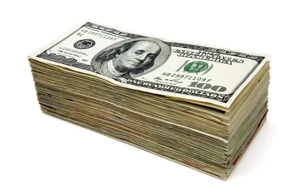 Картинка деньги, белый фон, доллары, пачка, валюта, баксы, купюры, успех, богатство, наличность, достаток