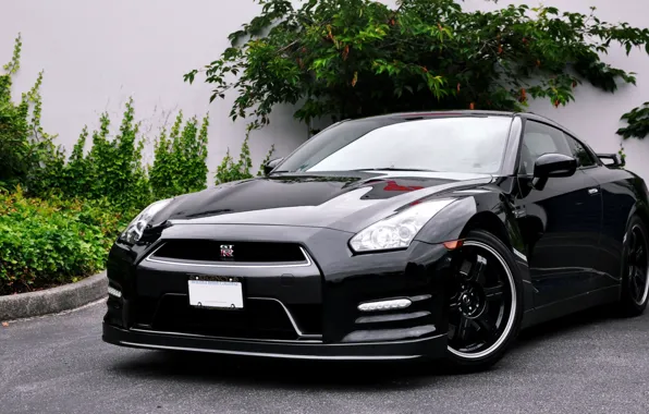 Картинка car, black, R35, Nissan GTR