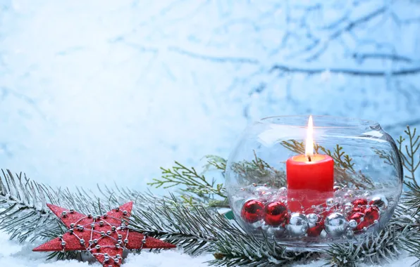 Картинка зима, снег, игрушки, Новый Год, Рождество, Christmas, winter, snow, decoration, Merry