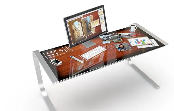 Картинка дизайн, отражение, стол, Apple, concept, iDesk
