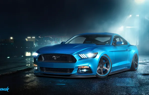 Картинка синий, Mustang, Ford, мустанг, перед, мускул кар, форд, blue, muscle car, front, by Gurnade